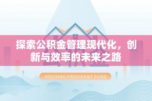 姚安探索公积金管理现代化，创新与效率的未来之路