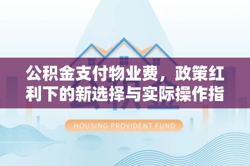 姚安公积金支付物业费，政策红利下的新选择与实际操作指南