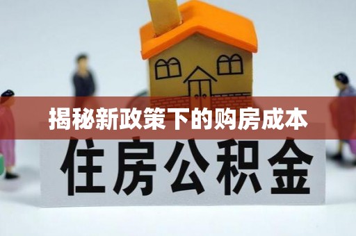 姚安揭秘新政策下的购房成本